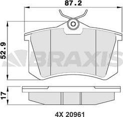 Braxis AA0005 - Brake Pad Set, disc brake www.autospares.lv