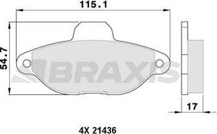 Braxis AA0006 - Bremžu uzliku kompl., Disku bremzes www.autospares.lv