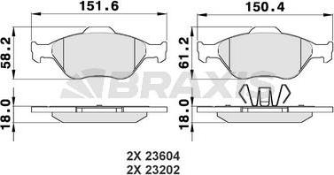 Braxis AA0008 - Тормозные колодки, дисковые, комплект www.autospares.lv