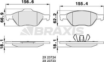 Braxis AA0010 - Тормозные колодки, дисковые, комплект www.autospares.lv