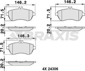 Braxis AA0036 - Bremžu uzliku kompl., Disku bremzes autospares.lv