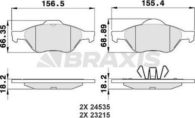 Braxis AA0026 - Тормозные колодки, дисковые, комплект www.autospares.lv