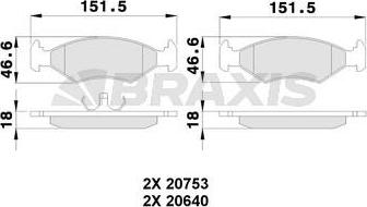 Braxis AA0075 - Bremžu uzliku kompl., Disku bremzes www.autospares.lv