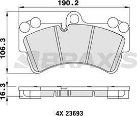 Braxis AA0199 - Bremžu uzliku kompl., Disku bremzes www.autospares.lv