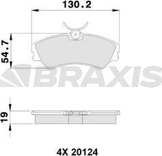 Braxis AA0191 - Тормозные колодки, дисковые, комплект www.autospares.lv