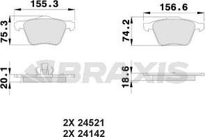 Braxis AA0193 - Bremžu uzliku kompl., Disku bremzes autospares.lv