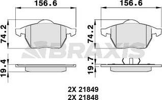 Braxis AA0147 - Тормозные колодки, дисковые, комплект www.autospares.lv