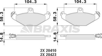 Braxis AA0155 - Bremžu uzliku kompl., Disku bremzes autospares.lv