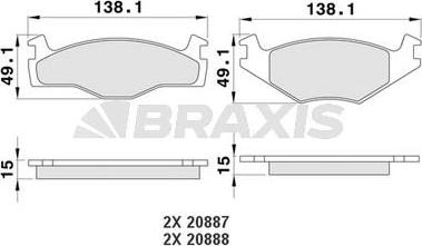 Braxis AA0167 - Bremžu uzliku kompl., Disku bremzes www.autospares.lv