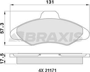 Braxis AA0185 - Bremžu uzliku kompl., Disku bremzes www.autospares.lv