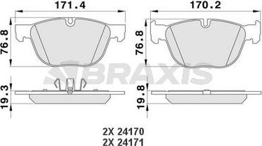 Braxis AA0183 - Bremžu uzliku kompl., Disku bremzes www.autospares.lv