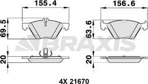 Braxis AA0139 - Bremžu uzliku kompl., Disku bremzes www.autospares.lv