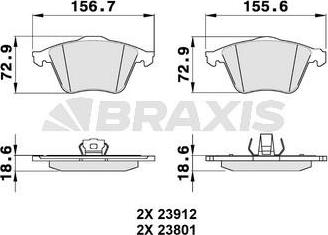 Braxis AA0136 - Тормозные колодки, дисковые, комплект www.autospares.lv