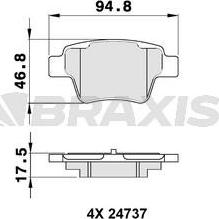 Braxis AA0138 - Тормозные колодки, дисковые, комплект www.autospares.lv