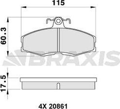 Braxis AA0129 - Bremžu uzliku kompl., Disku bremzes www.autospares.lv