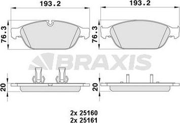 Braxis AA0394 - Bremžu uzliku kompl., Disku bremzes www.autospares.lv