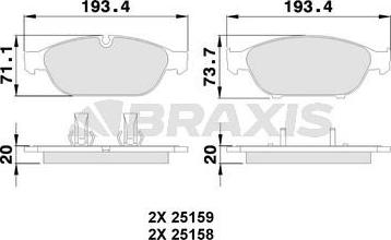 Braxis AA0393 - Bremžu uzliku kompl., Disku bremzes www.autospares.lv