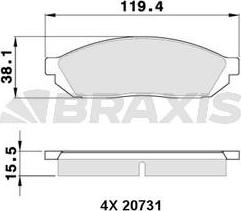 Braxis AA0348 - Bremžu uzliku kompl., Disku bremzes autospares.lv