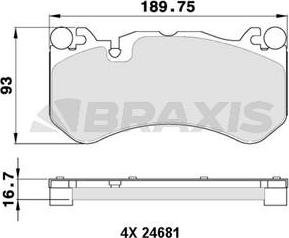 Braxis AA0356 - Bremžu uzliku kompl., Disku bremzes www.autospares.lv