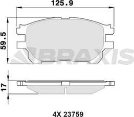 Braxis AA0368 - Brake Pad Set, disc brake www.autospares.lv