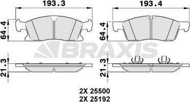 Braxis AA0308 - Bremžu uzliku kompl., Disku bremzes autospares.lv