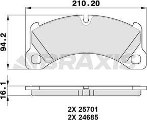 Braxis AA0307 - Bremžu uzliku kompl., Disku bremzes www.autospares.lv