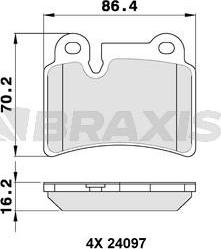 Braxis AA0313 - Bremžu uzliku kompl., Disku bremzes autospares.lv