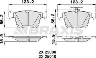 Braxis AA0317 - Тормозные колодки, дисковые, комплект www.autospares.lv