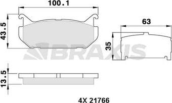 Braxis AA0335 - Bremžu uzliku kompl., Disku bremzes autospares.lv