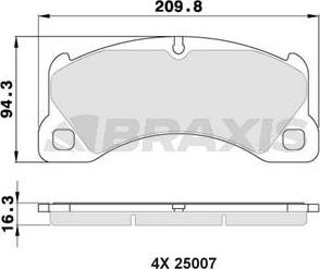 Braxis AA0371 - Bremžu uzliku kompl., Disku bremzes www.autospares.lv