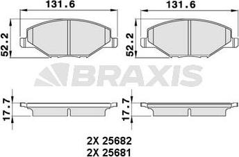 Braxis AA0258 - Bremžu uzliku kompl., Disku bremzes autospares.lv