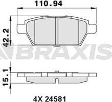 Braxis AA0289 - Bremžu uzliku kompl., Disku bremzes www.autospares.lv