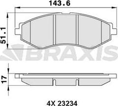 Braxis AA0285 - Тормозные колодки, дисковые, комплект www.autospares.lv