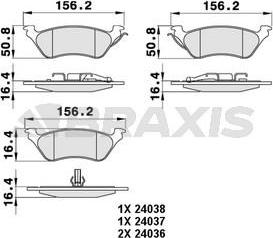 Braxis AA0237 - Bremžu uzliku kompl., Disku bremzes www.autospares.lv