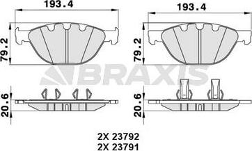 Braxis AA0270 - Bremžu uzliku kompl., Disku bremzes www.autospares.lv