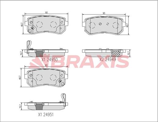 Braxis AA0753 - Bremžu uzliku kompl., Disku bremzes www.autospares.lv