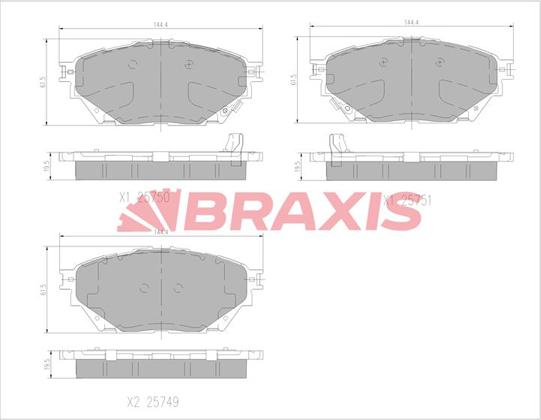 Braxis AA0764 - Bremžu uzliku kompl., Disku bremzes www.autospares.lv