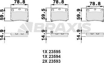 Braxis AB0492 - Bremžu uzliku kompl., Disku bremzes www.autospares.lv