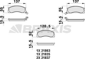 Braxis AB0444 - Тормозные колодки, дисковые, комплект www.autospares.lv