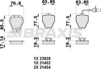 Braxis AB0446 - Bremžu uzliku kompl., Disku bremzes www.autospares.lv