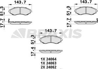 Braxis AB0447 - Тормозные колодки, дисковые, комплект www.autospares.lv