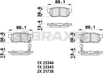 Braxis AB0455 - Bremžu uzliku kompl., Disku bremzes www.autospares.lv