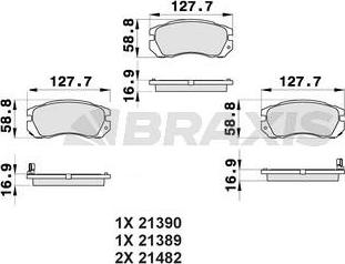 Braxis AB0451 - Bremžu uzliku kompl., Disku bremzes www.autospares.lv