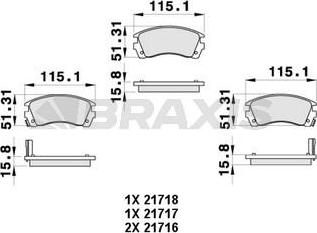 Braxis AB0457 - Bremžu uzliku kompl., Disku bremzes www.autospares.lv