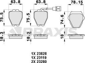 Braxis AB0462 - Brake Pad Set, disc brake www.autospares.lv