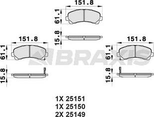 Braxis AB0400 - Bremžu uzliku kompl., Disku bremzes www.autospares.lv