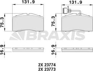 Braxis AB0480 - Bremžu uzliku kompl., Disku bremzes www.autospares.lv