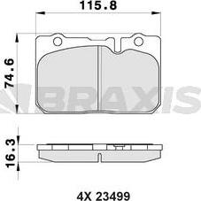 Braxis AB0487 - Тормозные колодки, дисковые, комплект www.autospares.lv