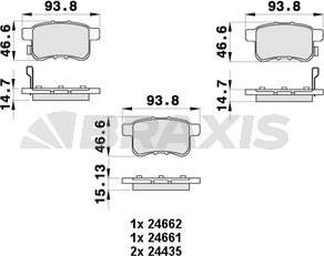 Braxis AB0437 - Bremžu uzliku kompl., Disku bremzes autospares.lv