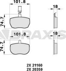 Braxis AB0429 - Тормозные колодки, дисковые, комплект www.autospares.lv